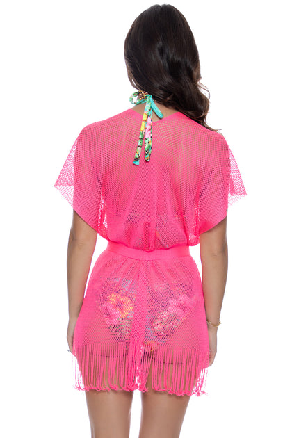 CABANA PRINCESS - Short Caftan • Neon Pink