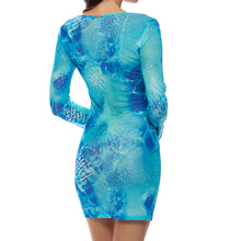 AQUA DREAMS - Long Sleeve Mini Dress