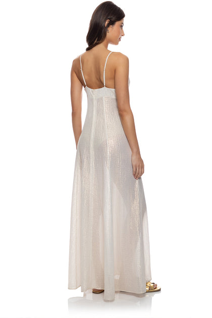 CELESTIAL TIDES - Bralette Side Slit Maxi Dress • Gold