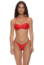SUNKISS GLOW - Underwire Push Up Bandeau Top & Strap Ring Thong Bottom • Red