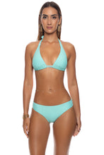 SUNKISS GLOW - Triangle Halter Top & Seamless Full Ruched Back Bottom • Aqua