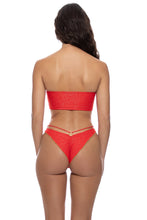 SUNKISS GLOW - Double Luli Ring Bandeau Crop Top & Strappy Loop Brazilian Scrunch Bottom • Red