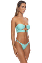 SUNKISS GLOW - Double Luli Ring Bandeau Crop Top & Strap Ring Thong Bottom • Aqua