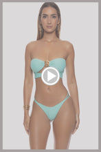 SUNKISS GLOW - Double Luli Ring Bandeau Crop Top & Strap Ring Thong Bottom • Aqua