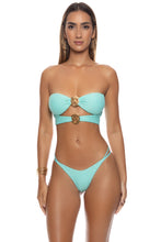 SUNKISS GLOW - Double Luli Ring Bandeau Crop Top & Strap Ring Thong Bottom • Aqua