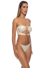 LIQUID VOLTAGE - Double Loop Bandeau Crop Top  & Ring Brazilian Bottom • Gold
