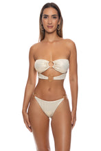 LIQUID VOLTAGE - Double Loop Bandeau Crop Top  & Ring Brazilian Bottom • Gold