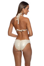 LIQUID VOLTAGE - Triangle Halter Top & Seamless Full Ruched Back Bottom • Gold