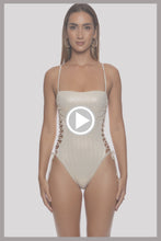 LIQUID VOLTAGE - Square Neck Laced Up One Piece • Gold