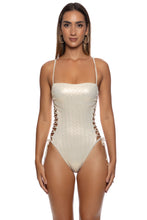 LIQUID VOLTAGE - Square Neck Laced Up One Piece • Gold