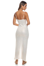 SUNLIT OASIS - Peek A Boo Ruched Side Slit Maxi Dress • Cream