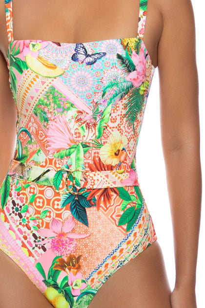 OPULENT EDEN - Square Neck One Piece Fuller Back  • Multicolor