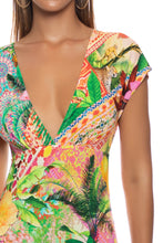 OPULENT EDEN - Cap Sleeve Long Dress • Multicolor