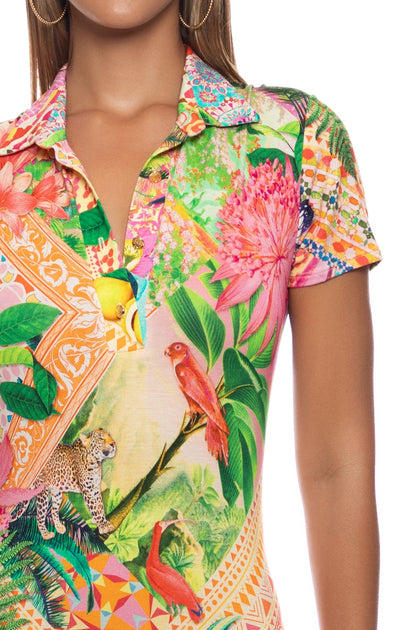 OPULENT EDEN - Short Sleeve Blouse Dress • Multicolor