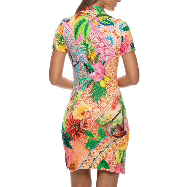 OPULENT EDEN - Short Sleeve Blouse Dress