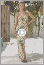 HIGH NOON HEAT - Drawstring Peek A Boo Maxi Dress • Multicolor