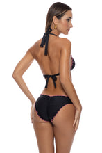 SPOTTED WITH LOVE - Wavy Triangle Halter Top & Wavy Full Ruched Back Bottom • Black Pink