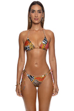 TROPICAL MAJESTY - Chain Triangle Top & Seamless Wavy Ruched Back Brazilian Tie Side Bottom • Multicolor