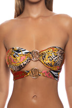 TROPICAL MAJESTY - Double Loop Bandeau Crop Top  & Chain Sides Full Back Bottom • Multicolor