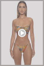 TROPICAL MAJESTY - Double Loop Bandeau Crop Top  & Chain Sides Full Back Bottom • Multicolor