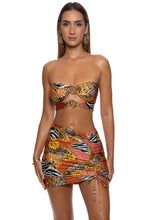 TROPICAL MAJESTY - Double Loop Bandeau Crop Top  & Scrunch Up Mini Skirt • Multicolor