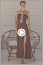 VELVET SHORES - Halter Ring Long Dress • Brown