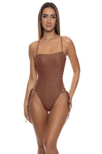 TOASTED GLOW - Square Neck Laced Up One Piece • Brown | Gold