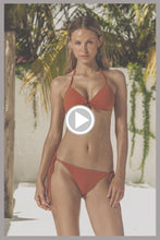 BAMBOO SANDS - Molded Push Up Bandeau Halter Top & Seamless Full Tie Side Bottom • Terracota