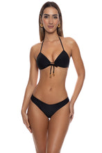 BARE INTENTIONS - Molded Push Up Bandeau Halter Top & Seamless Moderate Bottom • Black