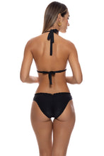 BARE INTENTIONS - Ring Triangle Halter Top & Seamless Full Ruched Back Bottom • Black