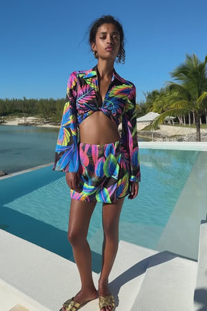 NEON NIGHTS - Cropped Tie Shirt