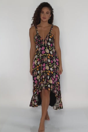 LULI'S SECRET GARDEN - Deep V High Low Dress