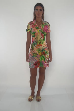 OPULENT EDEN - Short Sleeve Blouse Dress