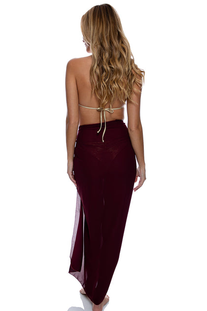 LULI FAMA - Georgette Long Pareo • Burgundy