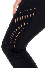 TRINIDAD - Elastic Band Sports Bra Top & Laser Cuts Capri Legging • Black