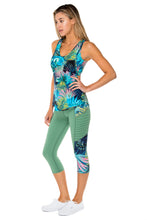 MOJITO - Inner Top Racer Back Overlay Tank Top & Pintucked Side Capri Legging • Multicolor