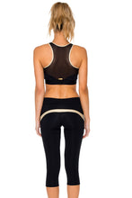BARACOA - Elastic Band Sports Bra Top & Gold Cut Out Capri • Black Gold