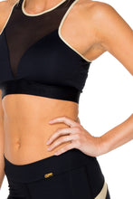 BARACOA - Elastic Band Sports Bra Top & Gold Cut Out Capri • Black Gold