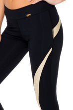 BARACOA - Elastic Band Sports Bra Top & Gold Cut Out Capri • Black Gold