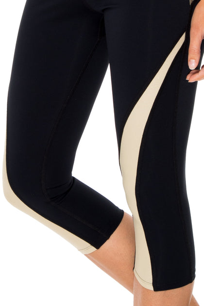 BARACOA - Hoodie Long Vest & Gold Cut Out Capri • Black Gold