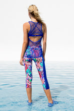 GORGEOUS CHAOS - Fishnet Racerback Tank & Mesh Sides Capri Legging • Multicolor