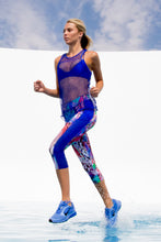 GORGEOUS CHAOS - Fishnet Racerback Tank & Mesh Sides Capri Legging • Multicolor