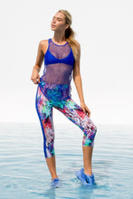 GORGEOUS CHAOS - Fishnet Racerback Tank & Mesh Sides Capri Legging • Multicolor