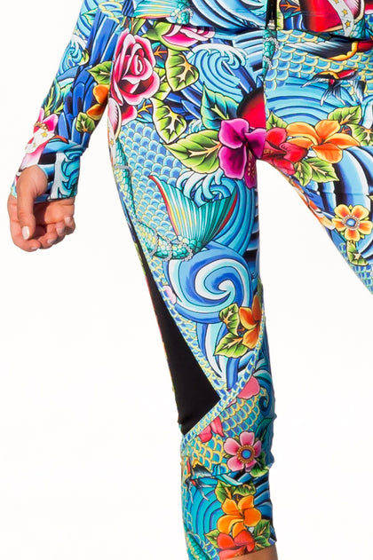 INKED BABE - Fitted Mesh Panel Jacket & Inked Babe Short Pants • Multicolor