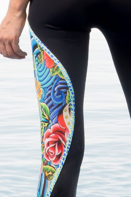 INKED BABE - Long Sleeve Inked Top & Mesh Panel Capri • Multicolor