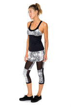 BOMBO - Mesh Inner Top V Cross Back Tanktop & Cross Waistband Mesh Cut Out Capri Legging • Multicolor