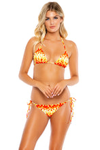 FLAME OF LOVE - Triangle Top & Wavy Ruched Back Tie Side Bottom • White