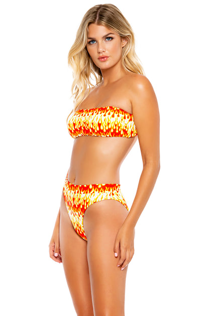 FLAME OF LOVE - Free Form Bandeau & High Leg Banded Waist Bottom • White