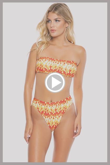 FLAME OF LOVE - Free Form Bandeau & High Leg Banded Waist Bottom • White