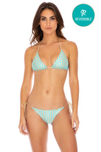 DOTTED DELIGHT - Triangle Top & Wavy Ruched Back Tie Side Bottom • Aqua